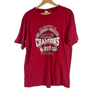 OU Sooners T Shirt Size Large Big 12 Champions 2017 Oklahoma Red Mens Cotton